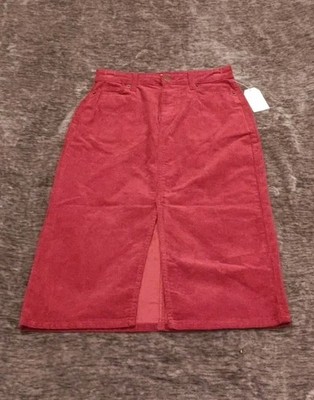 NWT Time And True Cordury Midi Skirt Crimson Red Womens Size: 2