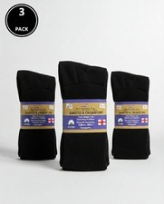 3 6 12 Pair Black Diabetic Socks Men Women Non Binding Loose Fit Crew Size 10-13