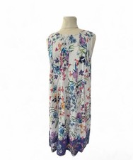 J. Jill White Blooming Floral Print Sleeveless Dress M Nautical Resort Pockets