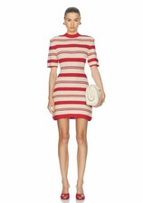 AKNVAS Aidan Two-Tone Knit Dress “Anemone” – Red/Cream Stripe | Size M