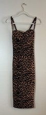 Pretty Little Thing Dress Size 0 US Leopard Print Bodycon Bustier Front Strappy