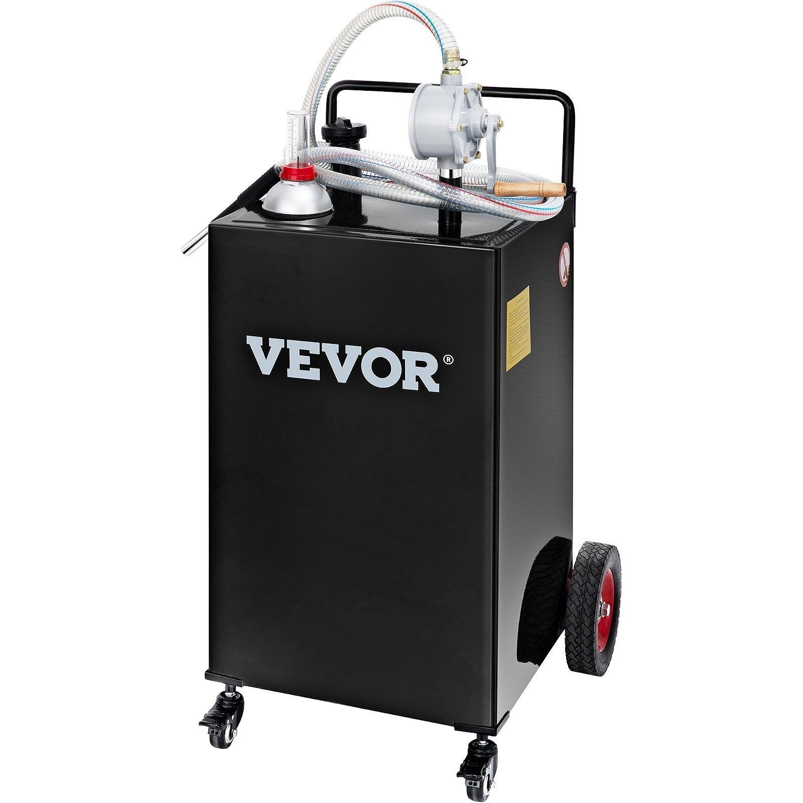 VEVOR 30-Gallon Mobile Gas Caddy with Manual Pump & 4 Wheels for Easy Transport