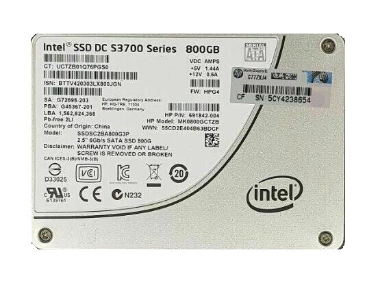 S3710 Series Hpe Intel Dc S3710 400gb 400GB SATA SSD SSDSC2BA400G3