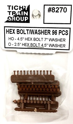 HO Scale Tichy Train Group 8270 4-1/2'' Hex Bolt w/7'' Washer pkg (96)