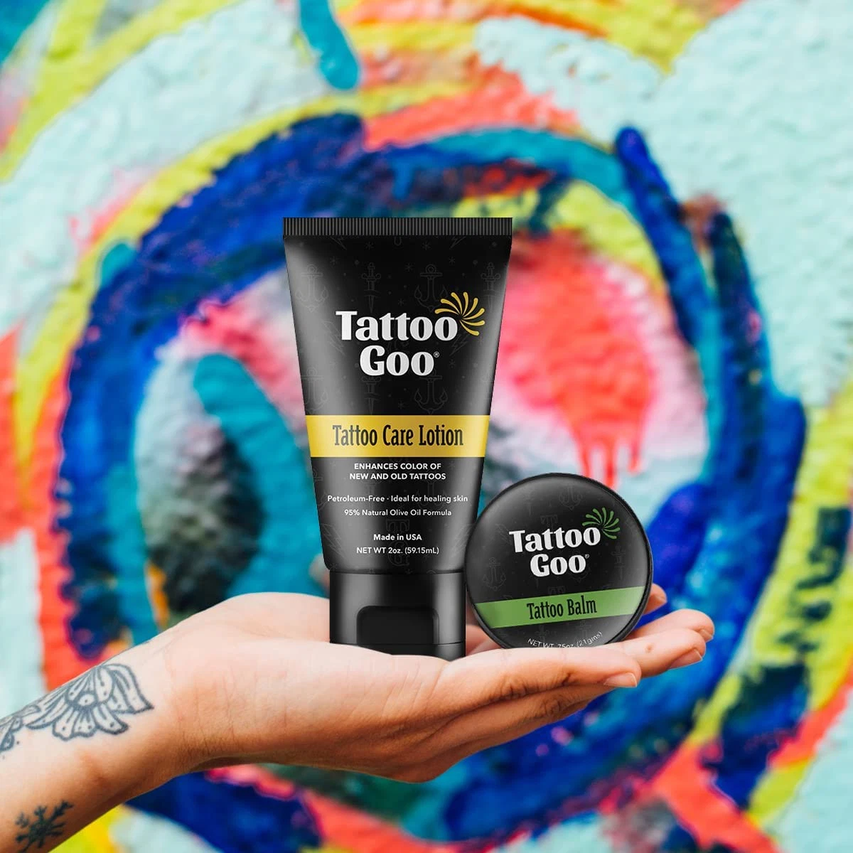 Tattoo Goo Tattoo Balm and Tattoo Care Lotion Bundle, 3/4 Ounce Tin and 2  Ounce