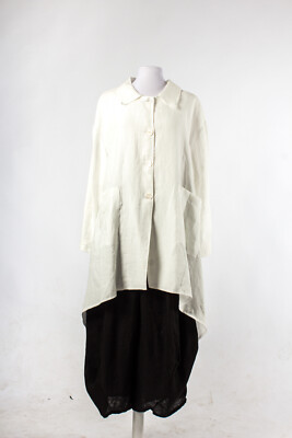 Champagne Horatio Jacke Gr. 42-44 weiß zipfelig geschnitten Flechtungen  Leinen
