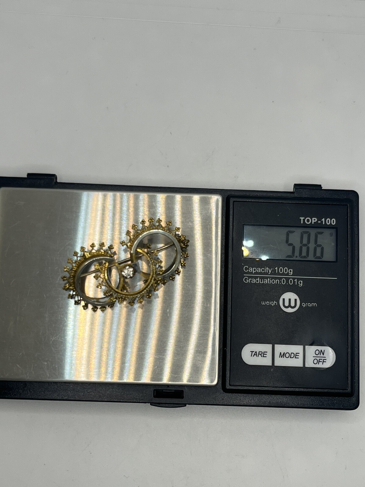 Victorian ornate interlocking circle gold & silve… - image 14