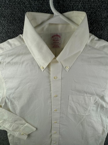 Brooks Brothers Men Non Iron Button Up Shirt Long Sleeve Ivory Madison 16 33 - 第 1/15 張圖片