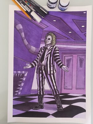 Beetlejuice - Watercolors original Art A3 - by Carlos Eduardo Cunha