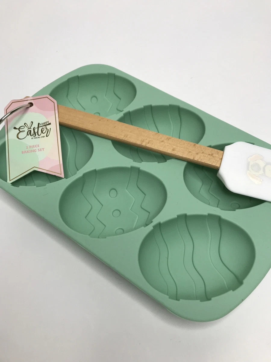 ADORABLE Social Chef 2 Pc. Easter Silicone Baking Set •Spatula/Cupcake Pan  *NWT