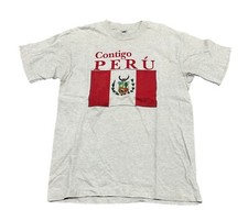 Vintage Contigo Peru Graphic Tee Shirt CTM Size L Fruit of the Loom USA Made