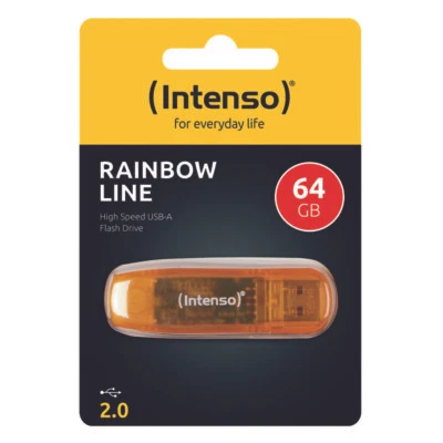Intenso USB Stick 64GB Speicherstick Rainbow Line orange