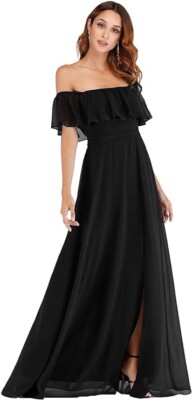 Ever Pretty Women's Off Shoulder Thigh Slit Bridesmaid Dress - Black Size  16 NEW | eBay