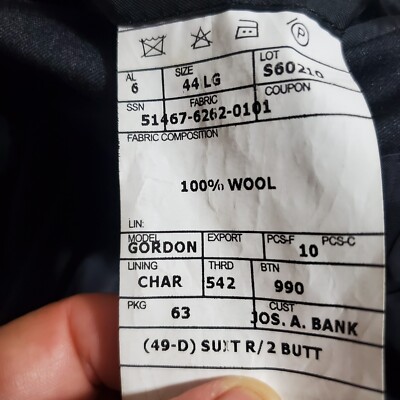 JoS A Bank Signature Gold 100% Wool Gordon Suit Jacket Coat Size