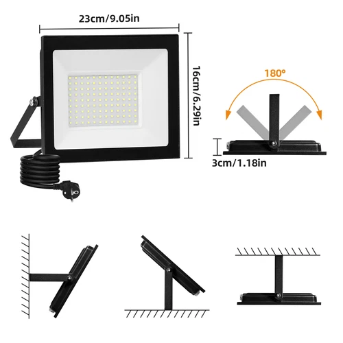 LED Fluter Stecker Außen Strahler Arbeitsleuchte Baustrahler Scheinwerfer Garten - Bild 91 von 251