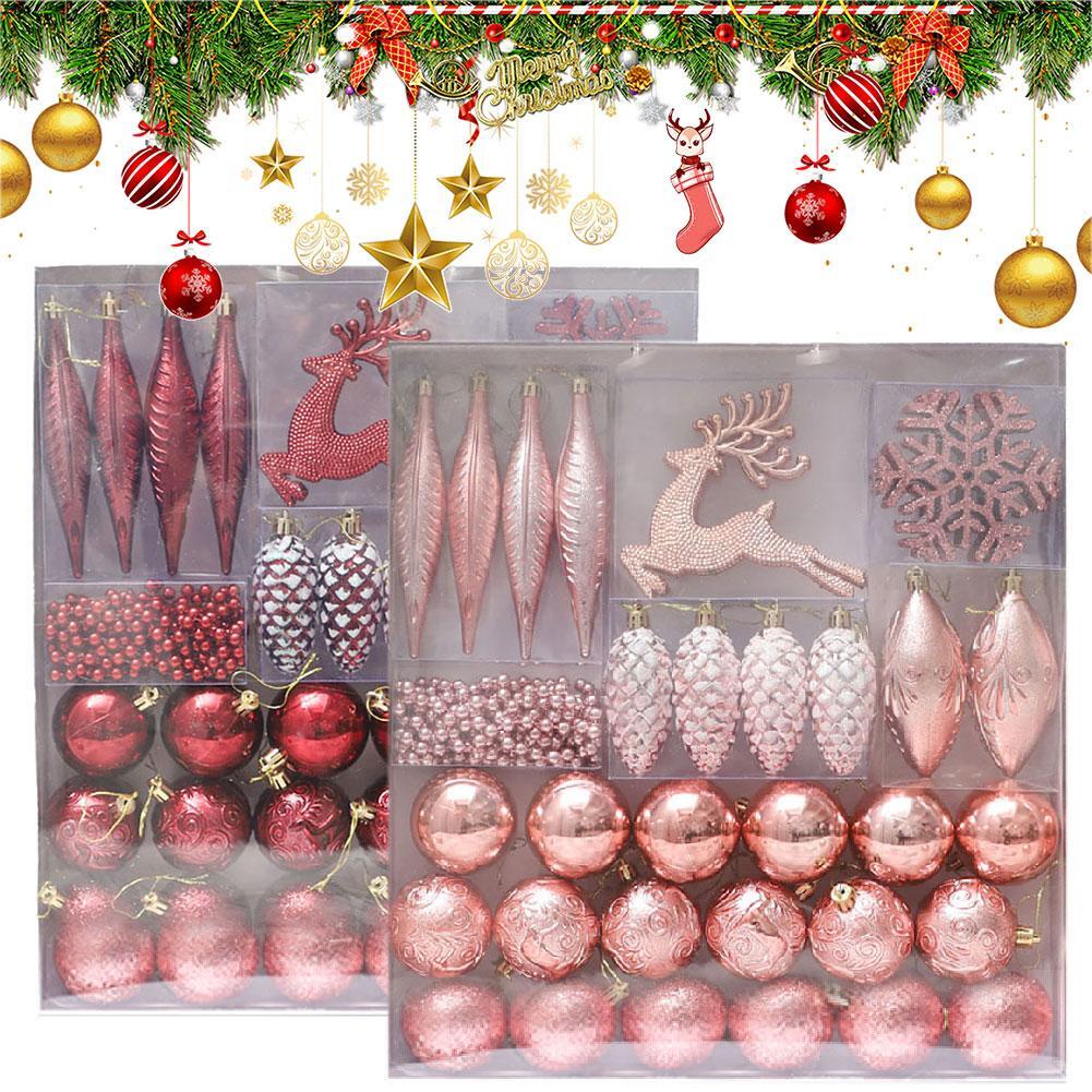 Christmas Glitter Ball Ornament Sets Xmas Tree Hanging Ball Holiday Decor D X7S1