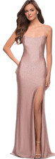 La Femme - 29899 Rhinestone Studded High Slit Dress in Mauve NWOT Size 12