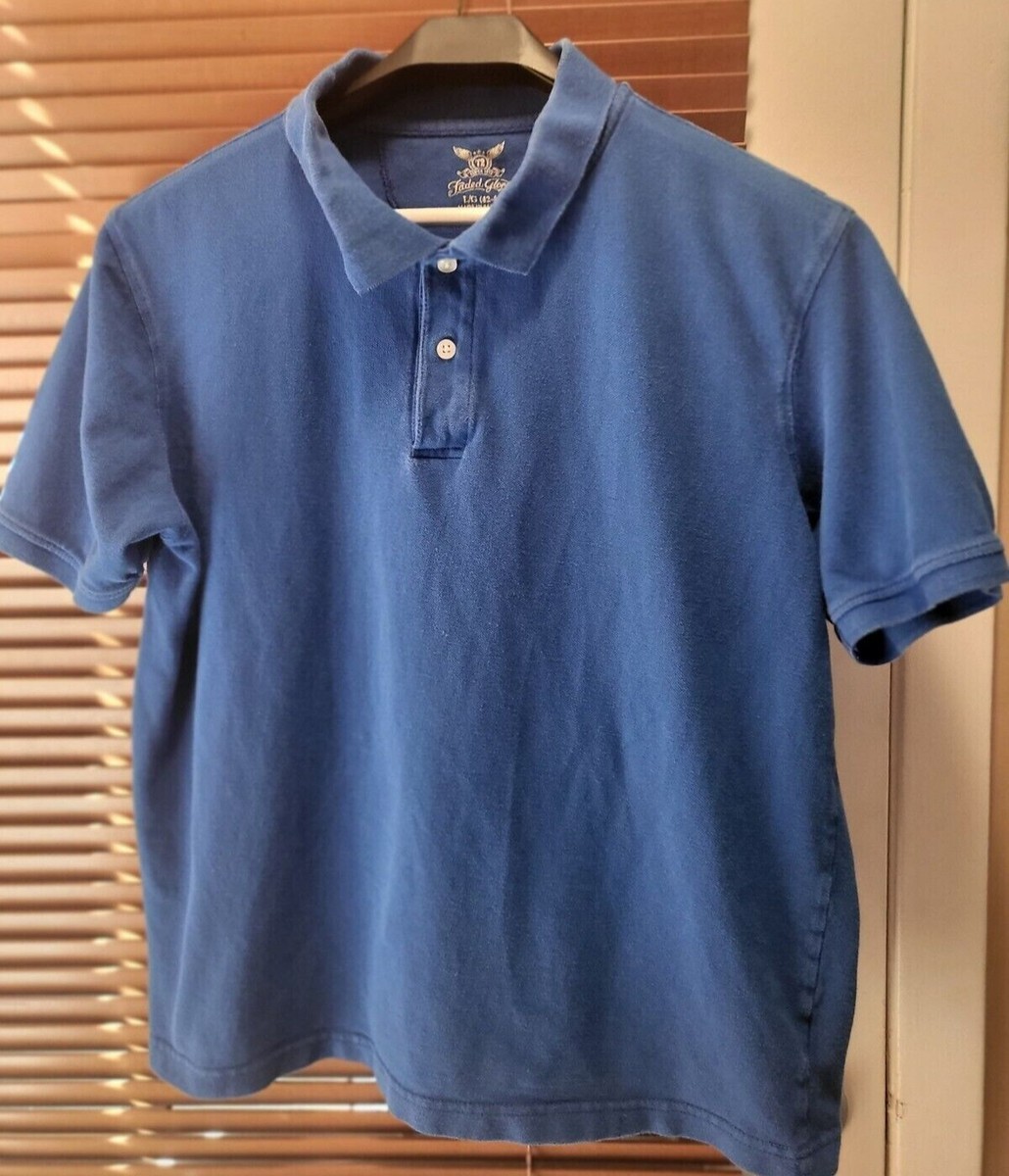 Men's Faded Glory Polo Shirt Sz L 42-44 Blue & Green SS - Pre