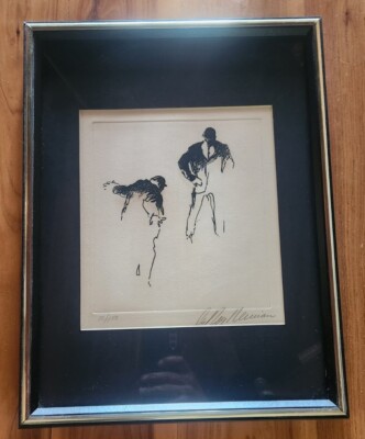 *SIGNED/NUMBERED* Leroy Neiman Baseball Scene Etching, 1972, Framed, 13x17''