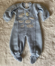 Vintage 3 6 months Nanette Baby boys blue rocket moon Sweater outfit 1 pc winter