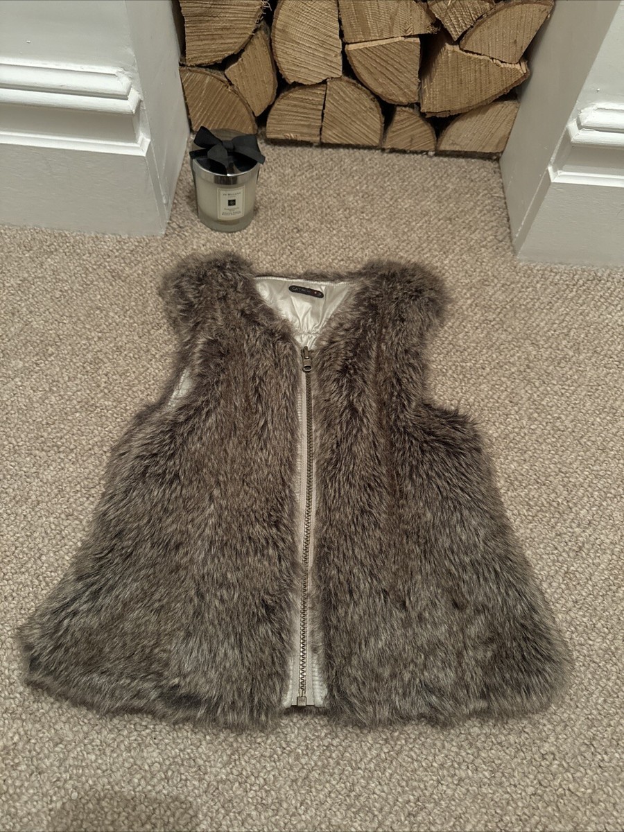 Catimini French Faux Fur Gold Puffa Reversible Gilet Bodywarmer