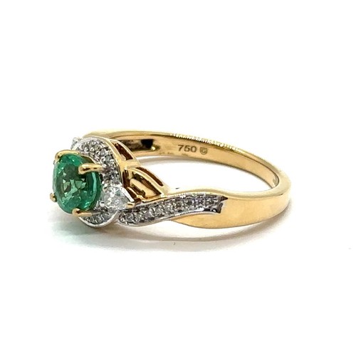 Anello da donna con pietra e diamanti smeraldo 40 diamanti .118 carati T.W. 18K (EPJ025924) - Foto 6 di 6