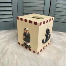 Handmade Wooden Nautical Captain Anchor Decorative Tissue Cover Box Holder