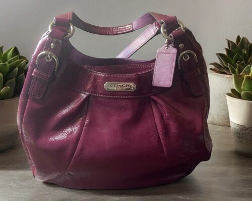 Coach Purple Patent Leather Madison Maggie Hobo