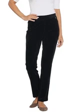 Quacker Factory Corduroy Straight Leg Pants w Pockets Black