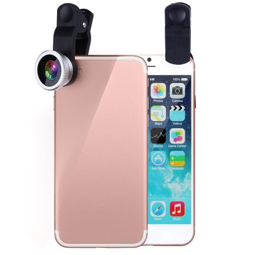 Clip 3-in-1 180 Fish-Eye Lens+Wide Angle Lens+Macro Lens Silver - Zdjęcie 2 z 10