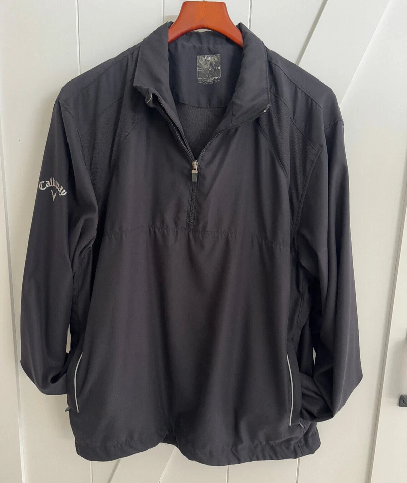 Callaway Jacket Mens XL Black 1/4 Zip Pullover Windbreaker Performance Golf A2* - Image 3 of 4