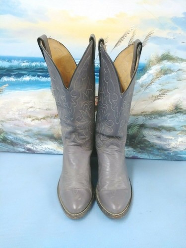 Womens JUSTIN Western Cowboy Gray Riding Leather BOOT SIZE 7.5 D 7521 - Picture 3 of 10