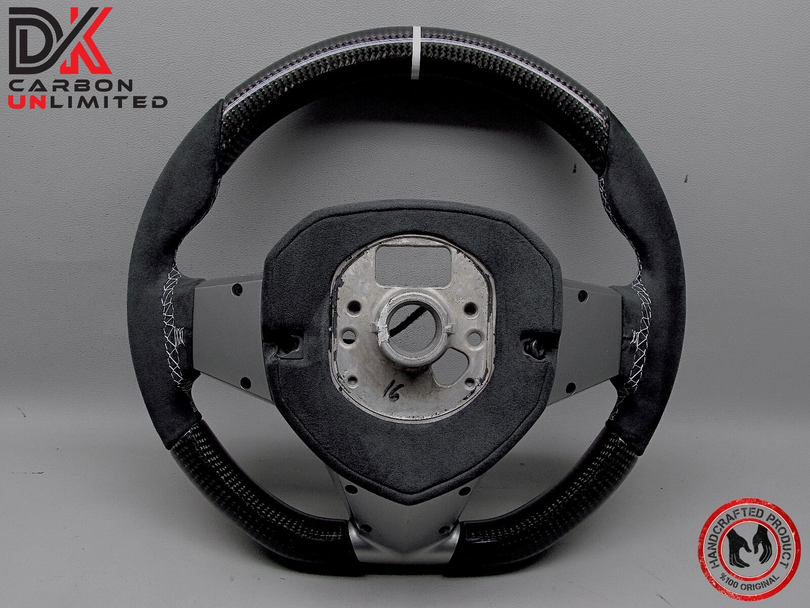 Lamborghini Aventador SVJ 63 LP700 White Ring Alcantara Carbon Steering Wheel v4
