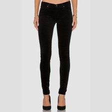  188 AG Adriano Goldschmied Women Black Velveteen Skinny Leggings Pants Size 26R
