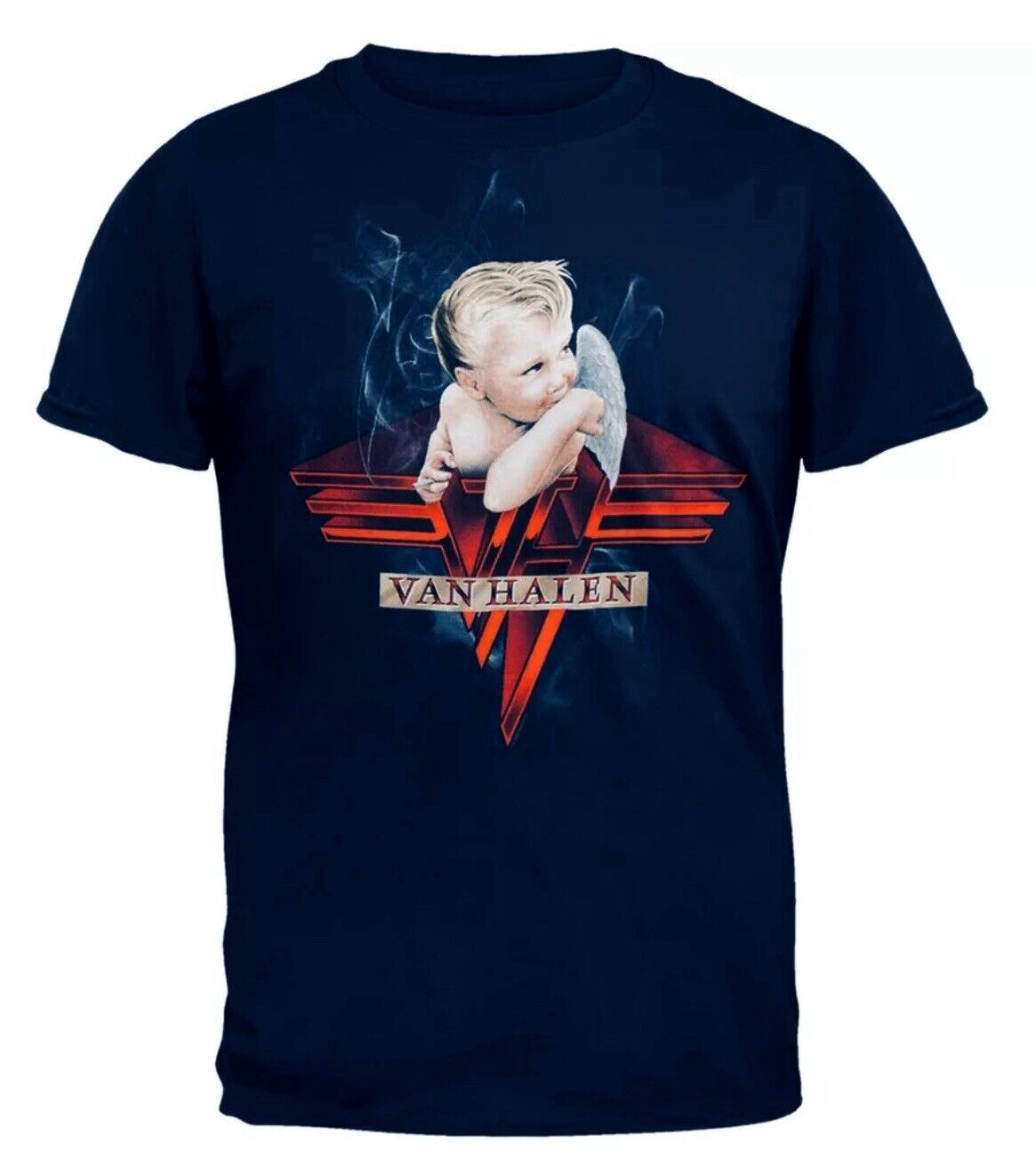 Van Halen Smoking Baby Angel Navy Blue TShirt Adult XL Excellent Rock