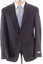 Canali KEI NWT Sport Coat Size 50 40R US Dark Blue Brown Boucle Wool/Silk