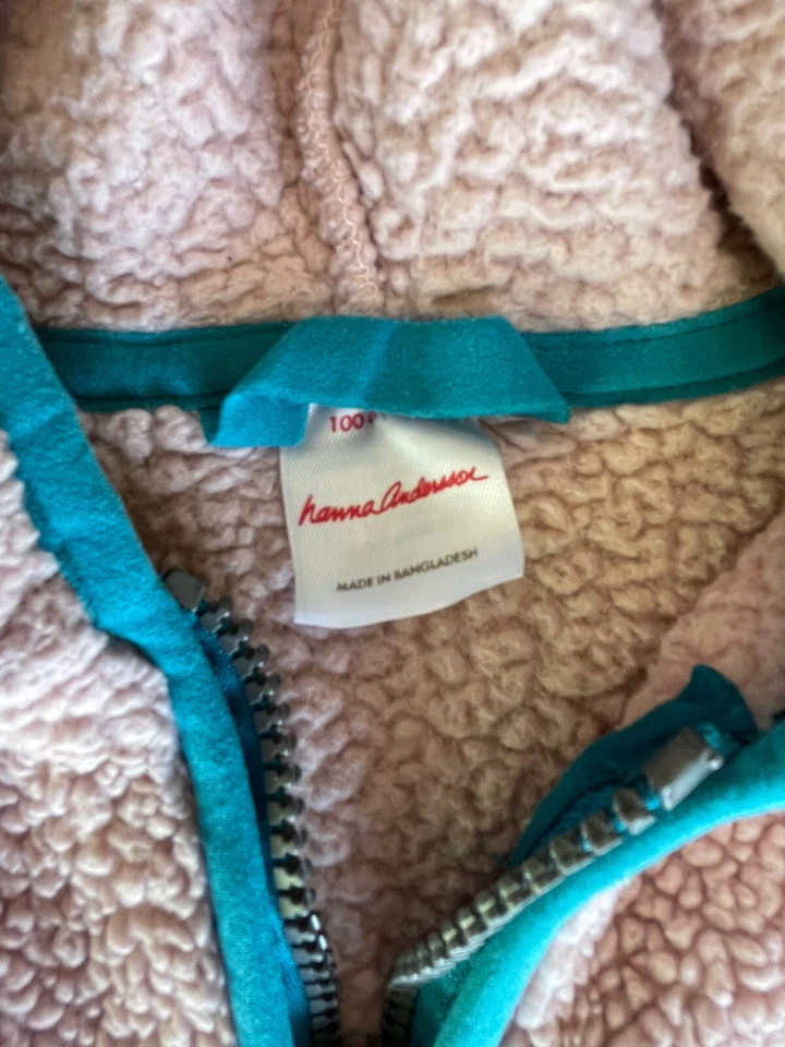 Hanna Andersson 100 Talla 4 Niñas Malvavisco Polar Sudadera con Capucha Cremallera Chaqueta Bolsillos Foto 2 de 4