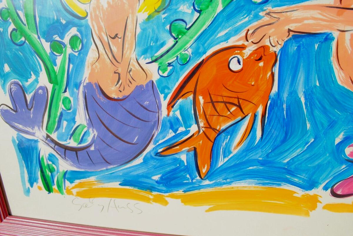 Sally Huss b. 1940 original whimsical painting by popular