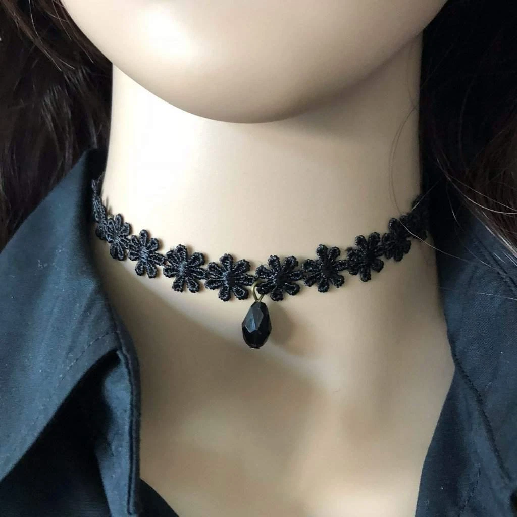 Black cheap flower choker
