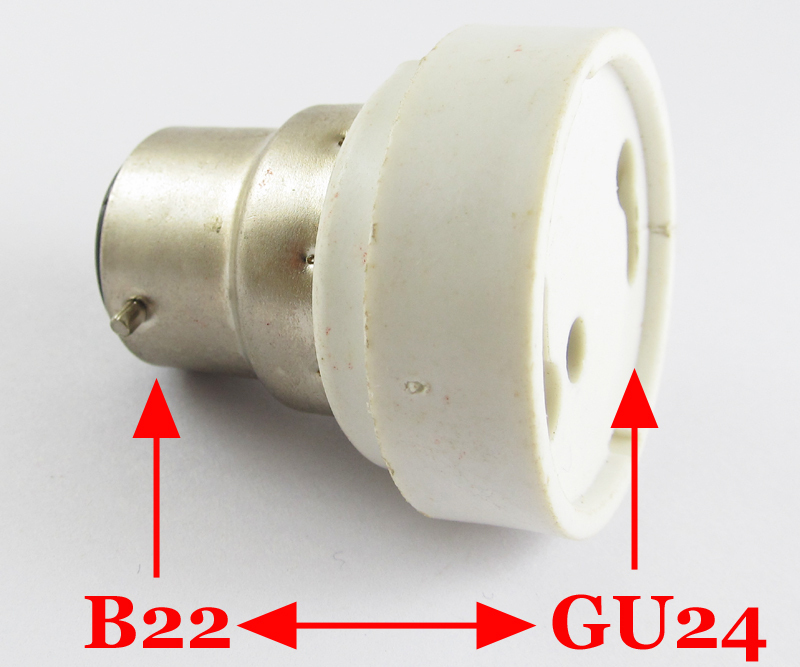 Gu24 Base Adapter 1pc B22 Male to GU24 Female Socket Base LED Halogen CFL Light Bulb Lamp ...