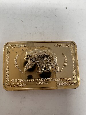 one troy ounce 24k gold plated bar #4157983 bear / eagle | eBay