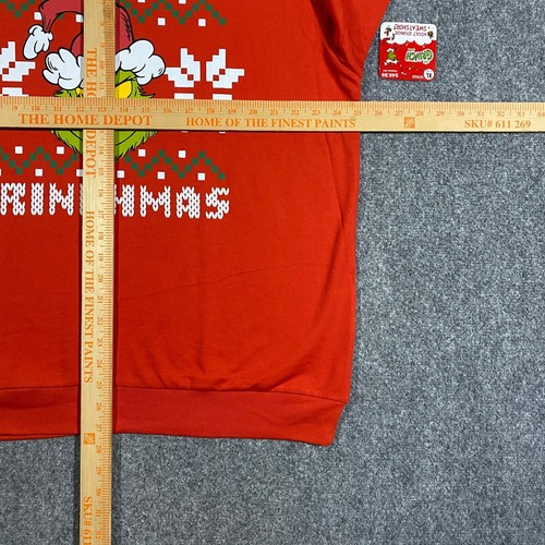 Dr. Seuss The Grinch Ugly Christmas Lounge Sweatshirt Adult X-Large XL Red Xmas - Picture 11 of 16