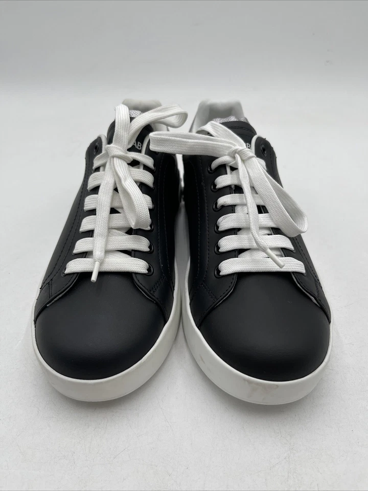 Dolce & Gabbana Portofino Zapatillas de Cuero Negro/Blanco Talla 5 Foto 3 de 4