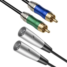 Dual XLR Male to Dual RCA Male Audio Signal Patch Cable 0.3 Meter B6M