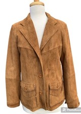 Rare Orvis Suede Leather Fringe Western Cowgirl Double Ranch Wear Jacket Coat S