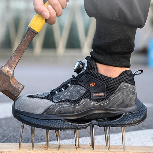 Herren Drehknöpfe Sicherheitsschuhe Stahlkappe Pannensicher Turnschuhe Schutz - Bild 4 von 23