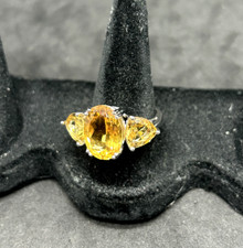 925 Sterling Silver Citrine Yellow Topaz Ring Sz 8.5 - 6.33g