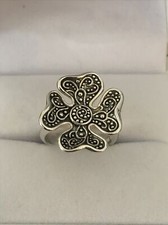 NEW 925 Sterling Silver Oxidized Beaded Filigree Floral Wavy Ring Sz 7 10gr