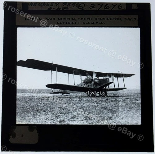WW1 a Handley Page HP 0/100 Bomber - Imperial War Museum lantern Slide