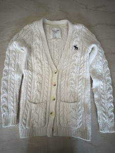 Abercrombie Kids Chunky Knit Cardigan Sweater Size M Cream